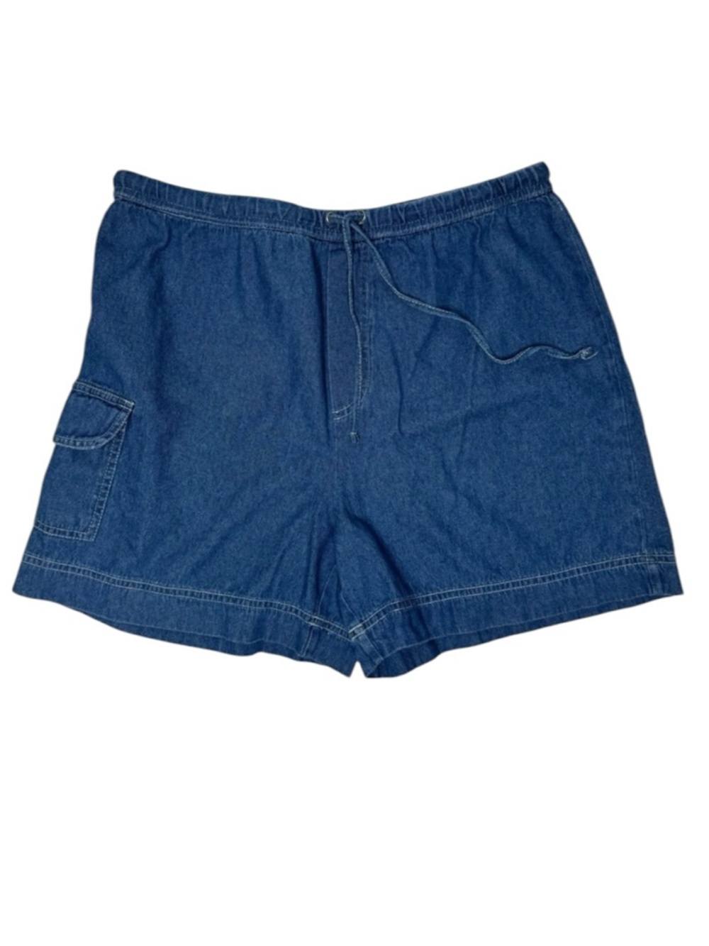 Vintage Denim Blue Cargo Shorts with Drawstring 100% Cotton Egypt size M